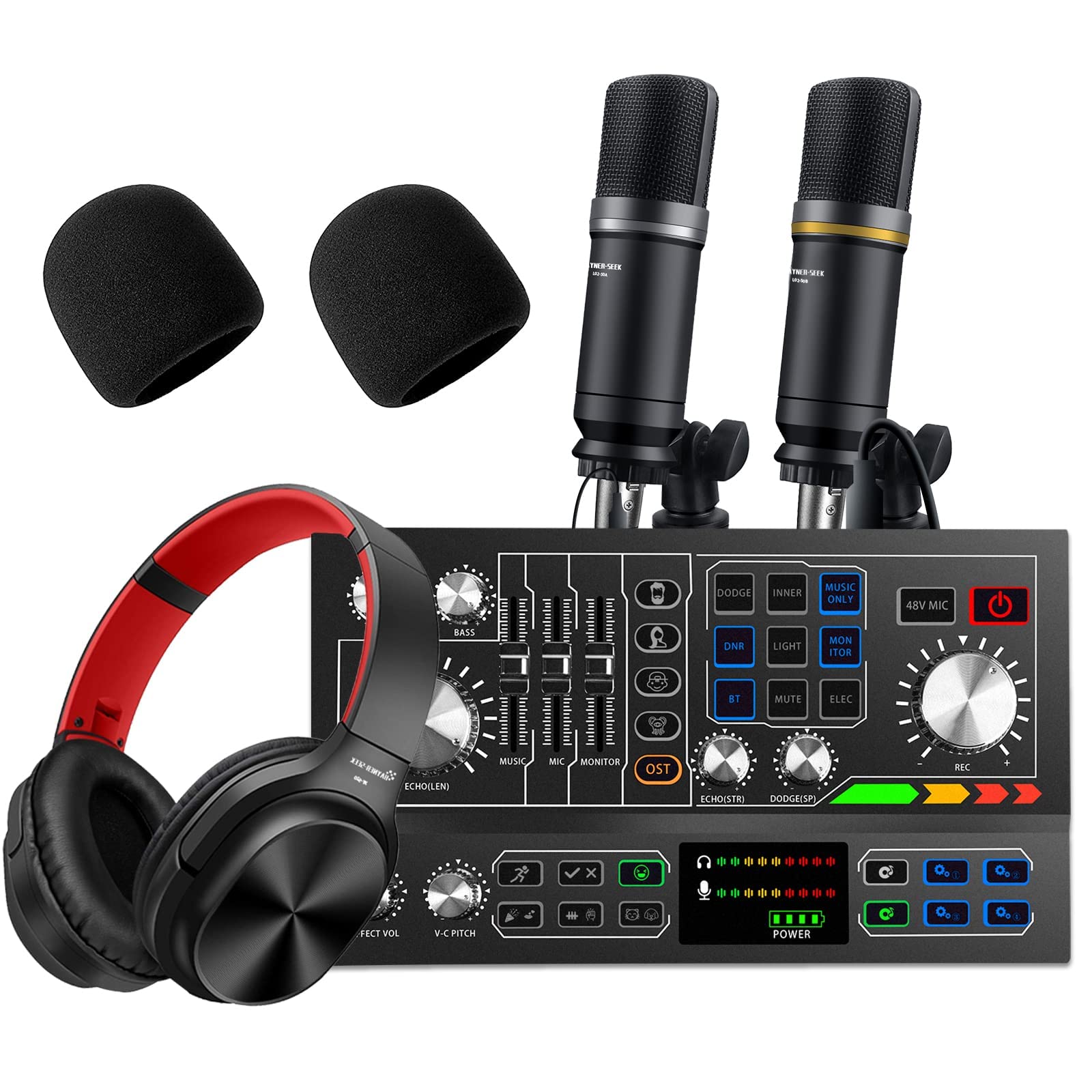 Professional Podcast Equipment Bundle - 2 Studio Condenser Microphones & Headphones for Streaming, Recording, YouTube, Twitch (Home Studio Setup)