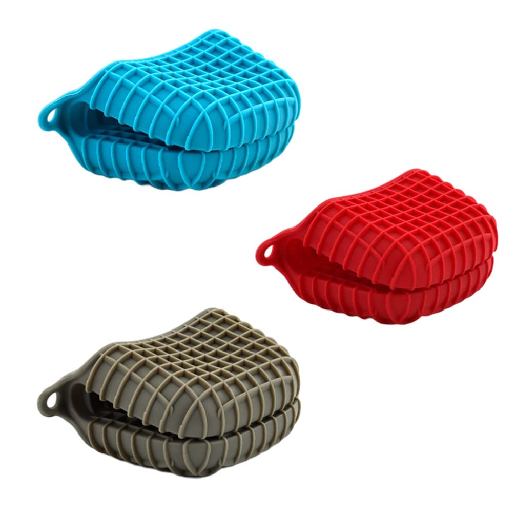 3-Piece Silicone Heat-Resistant Pot Holders - Non-Slip Microwave Oven Mitts & Grips for Cooking, Baking, and Serving Hot Dishes - Perfect for Kitchen, BBQ, and Camping Use