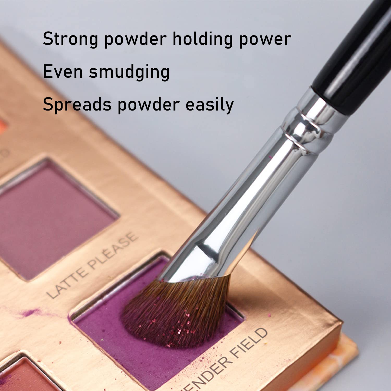 Professional Eyeshadow Brush - Soft Pony Hair Sickle Shape Blending Brush with Black Wooden Handle for Makeup Artists & Beginners | Perfect for Smokey Eyes & Eyeshadow Blending