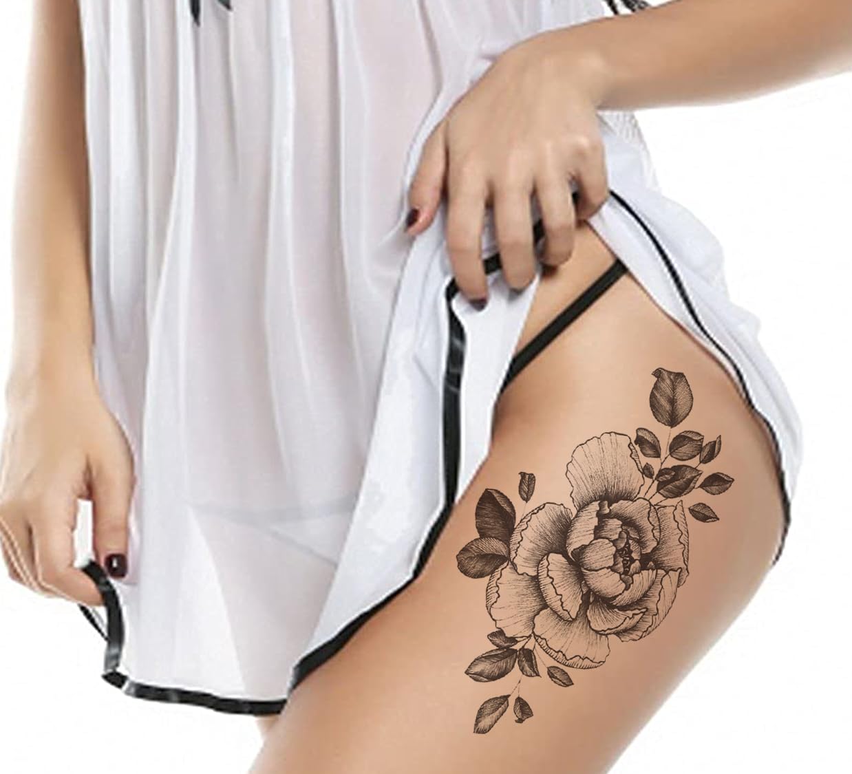 3D Temporary Tattoo Stickers for Men & Women - Waterproof Fake Tattoos with Flowers, Butterflies, Stars & Angel Designs - Dark Desire & Honeymoon Collection - Realistic Body Art (21x12cm) - Perfect for Parties, Halloween, Cosplay & Festivals