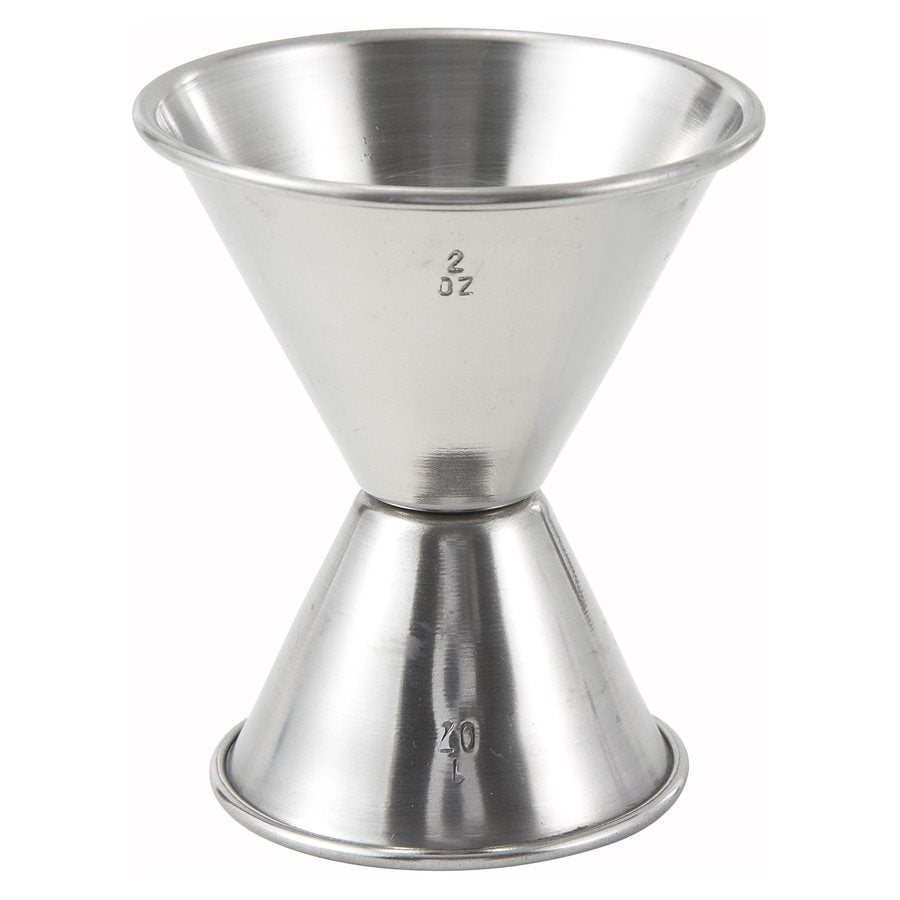 Winco 1 & 2 Oz Double Jigger - Premium Stainless Steel Measuring Cup for Cocktails, Bartending & Mixing Drinks - Perfect for Home Bars, Professional Bartenders & Cocktail Parties