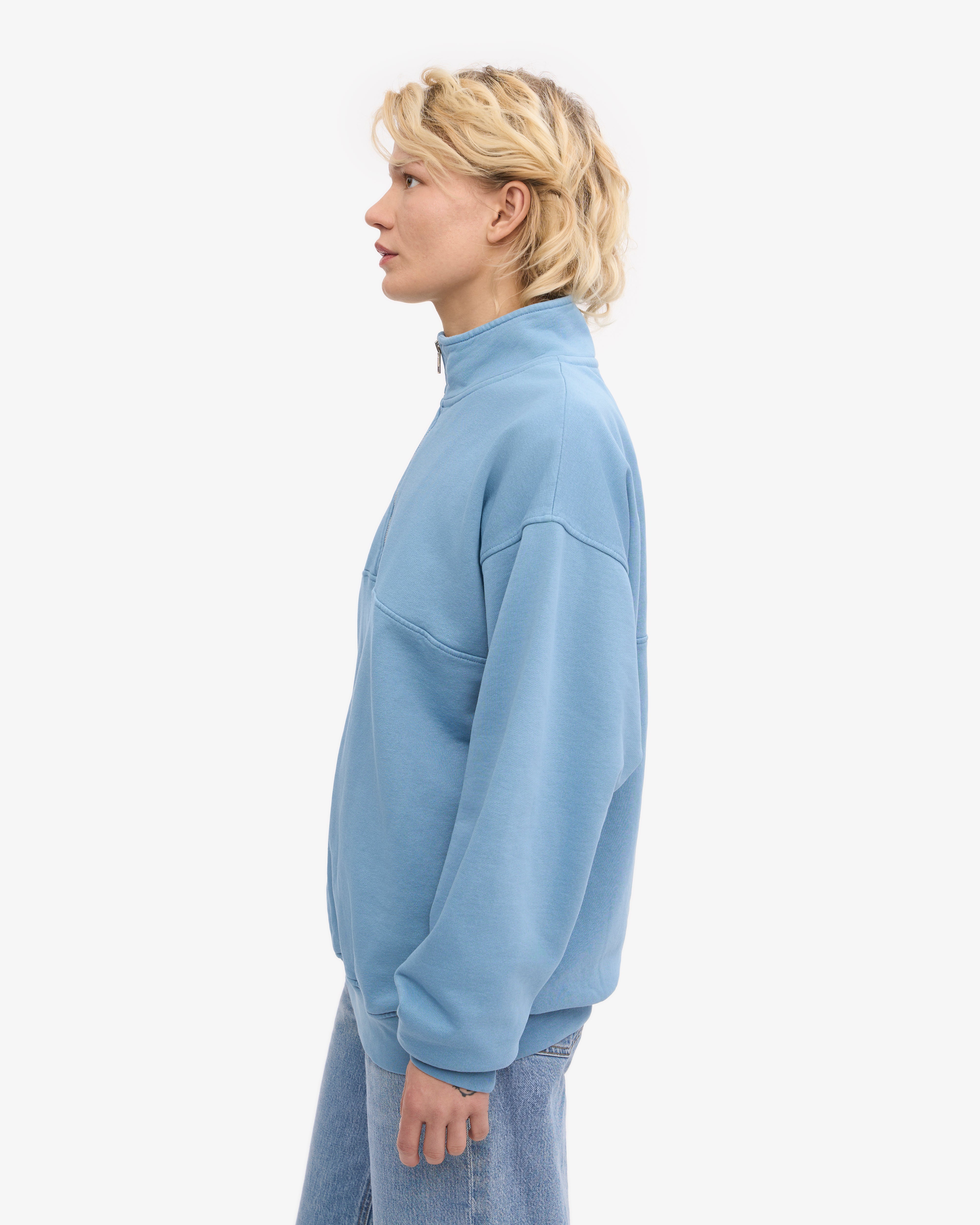 Organic Quarter Zip Sweatshirt for Men & Women | Soft & Comfortable Pullover in Seaside Blue | Perfect for Casual Wear, Outdoor Activities & Layering