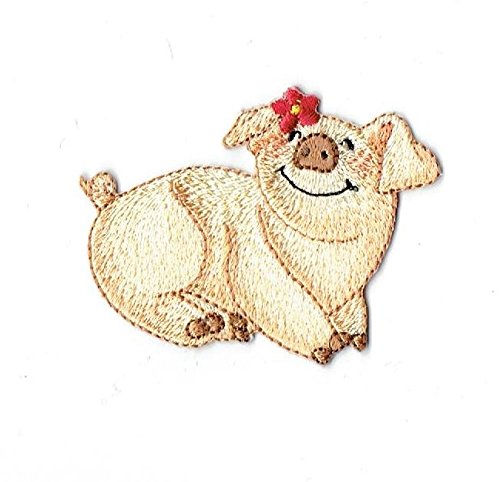 Cute Pig with Daisy Embroidered Iron On Patch for Kids - DIY Clothing Decoration for Jackets, Backpacks, and Denim