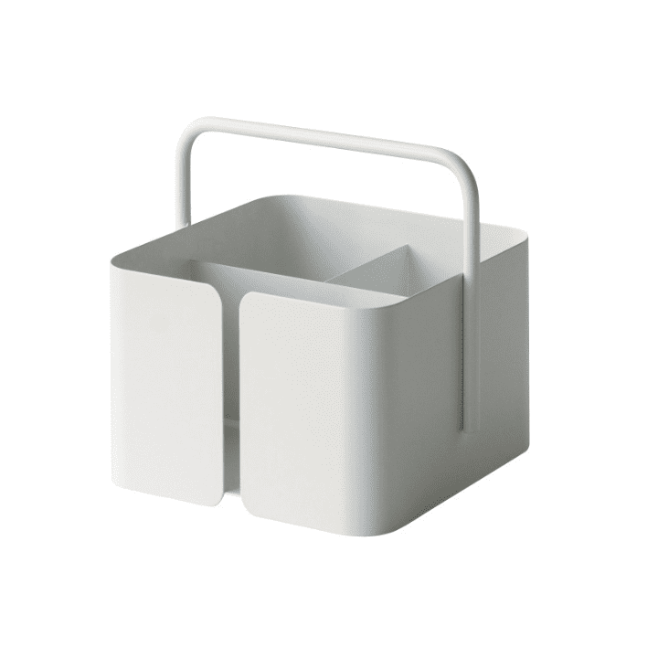 DESIGNSTUFF White Square Storage Caddy & Organizer Box - Multipurpose Home & Office Storage Solution for Bathroom, Kitchen, Desk, and Craft Supplies Organization