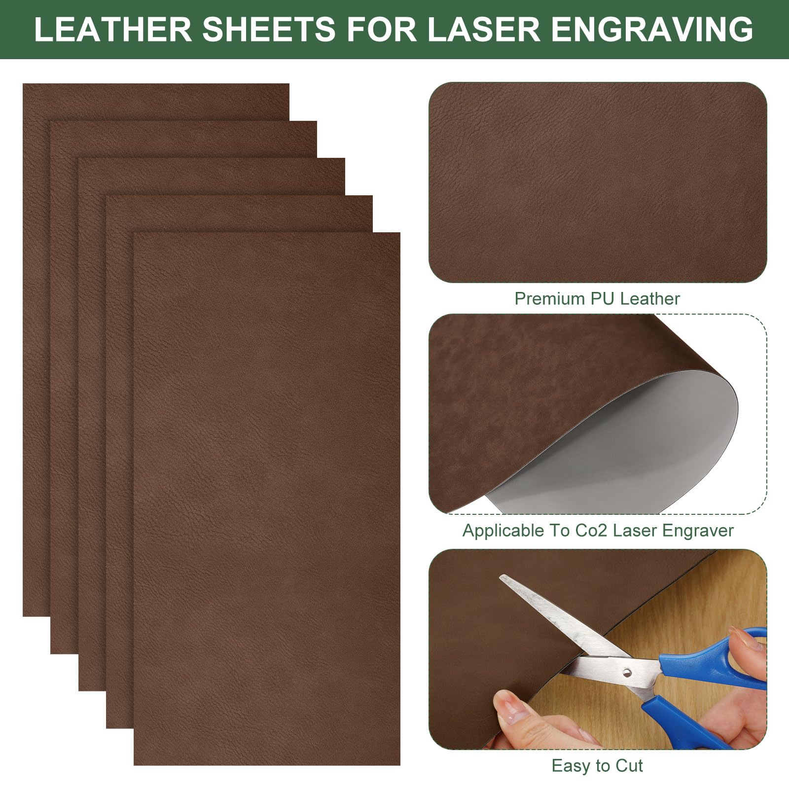 Huhumy 5-Piece Laser Engraving Leather Sheets - 12
