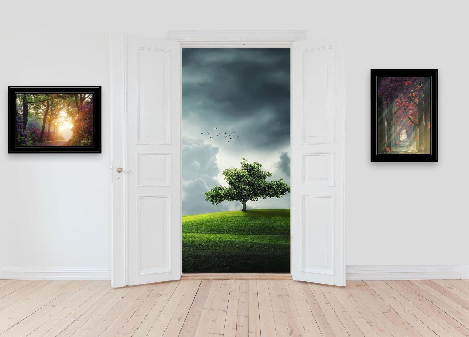 Trendy Decor4U 'Path of Happiness' 2-Piece Wall Art Set by Martin Podt - Black Framed Inspirational Home Decor for Living Room, Bedroom & Office