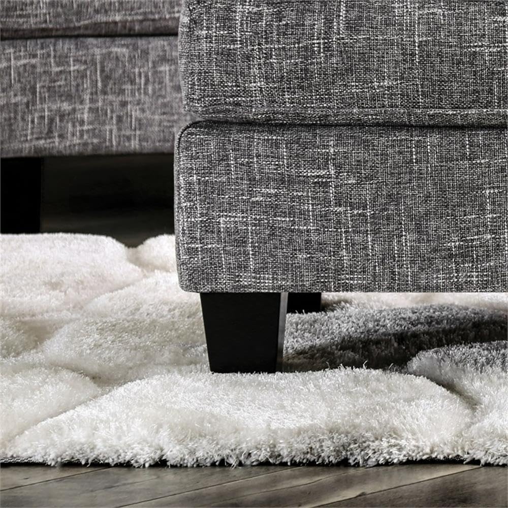 Furniture of America Brummitt Transitional Fabric Upholstered Ottoman in Gray - Modern Living Room Footrest, Bedroom Storage Bench, Comfortable Home Decor