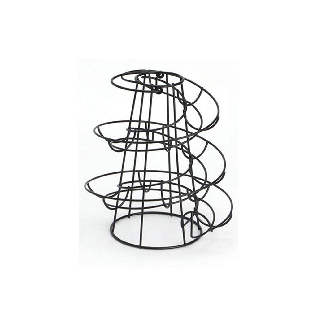 Black Metal Spiral Egg Skelter Holder - Countertop Egg Dispenser Rack & Storage Organizer for Fresh Eggs - Perfect for Kitchens, Farms, and Breakfast Stations