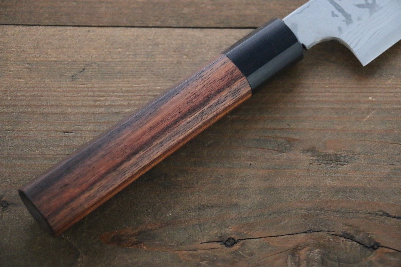 Premium Hideo Kitaoka Blue Steel No.2 Damascus Kiritsuke Yanagiba Knife 240mm - Japanese Shitan Handle - Sushi, Sashimi & Professional Chef's Knife for Precision Cutting