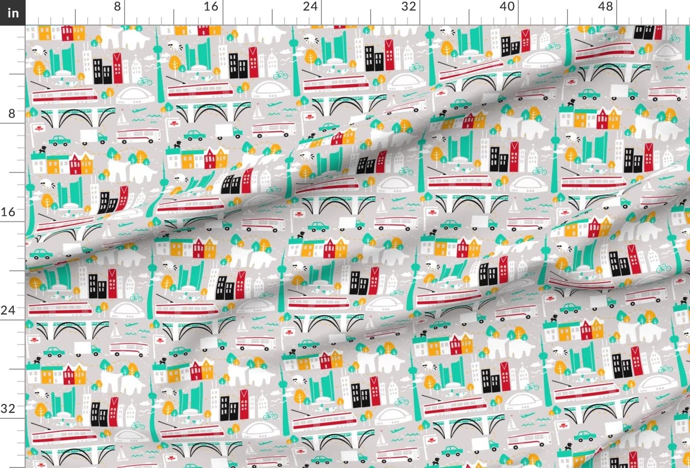 Heart City Bus Canada Printed Minky Fabric by The Yard - Soft Plush Fabric for Sewing Baby Blankets, Quilt Backing & DIY Plush Toys - Perfect for Nursery Decor & Handmade Gifts