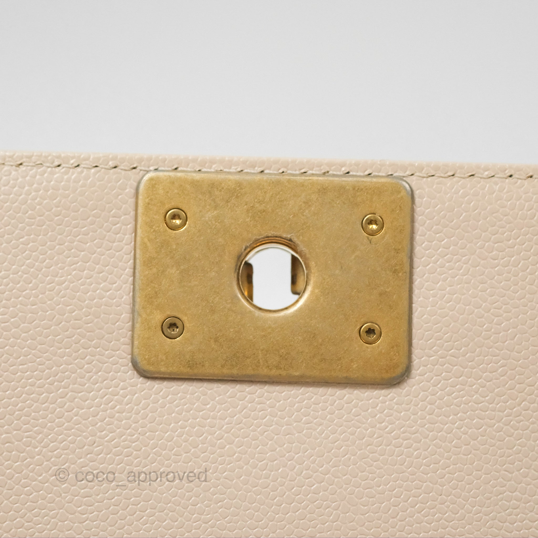 Chanel Chevron Small Boy Bag in Cream Ivory Caviar Leather with Aged Gold Hardware - Perfect for Luxury Fashion & Everyday Elegance
