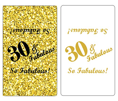 30 & Fabulous Mini Candy Bar Wrappers (Set of 60) - DIY Birthday Party Favors, Baby Shower Decorations - Made in USA - Perfect for Wedding Favors, Anniversary Celebrations & Classroom Treats
