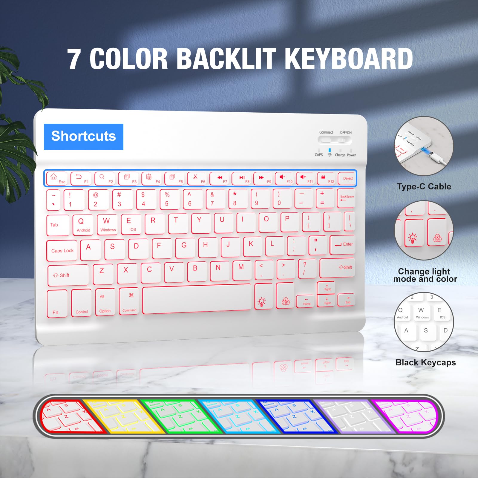 360° Rotatable Magnetic Keyboard Case for iPad 9th/8th/7th Generation 10.2 inch & iPad Pro 10.5-inch/Air 3 - Bluetooth Backlit Keyboard with Pencil Holder (7 Colors, Purple) | Perfect for Work, Study & Travel