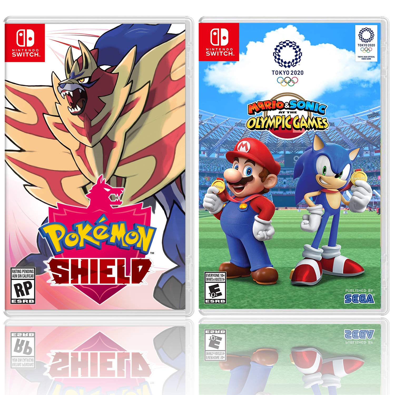Nintendo Switch Pokemon Shield Bundle with Mario and Sonic at the Olympic Games Tokyo 2020 - Perfect for Family Fun and Competitive Gaming