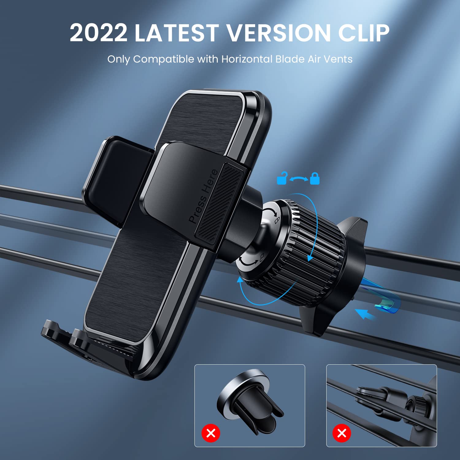 Upgraded Metal Clip Car Vent Phone Mount - Universal Smartphone Holder for iPhone & Android, Hands-Free Car Cradle for Safe Driving, Perfect for GPS Navigation & Road Trips