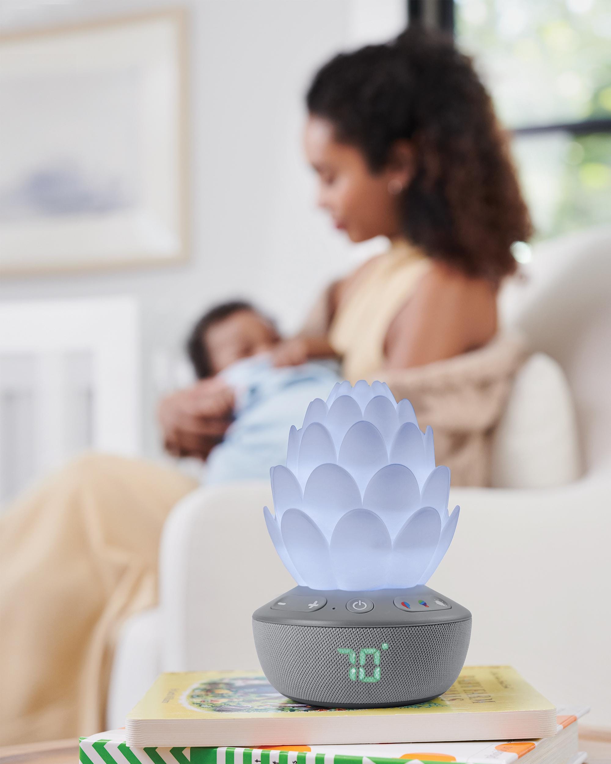 Skip Hop Terra Cry Activated Soother - Grey/White Baby Pacifier for Newborns & Infants - Perfect for Soothing, Travel & Sleep Time