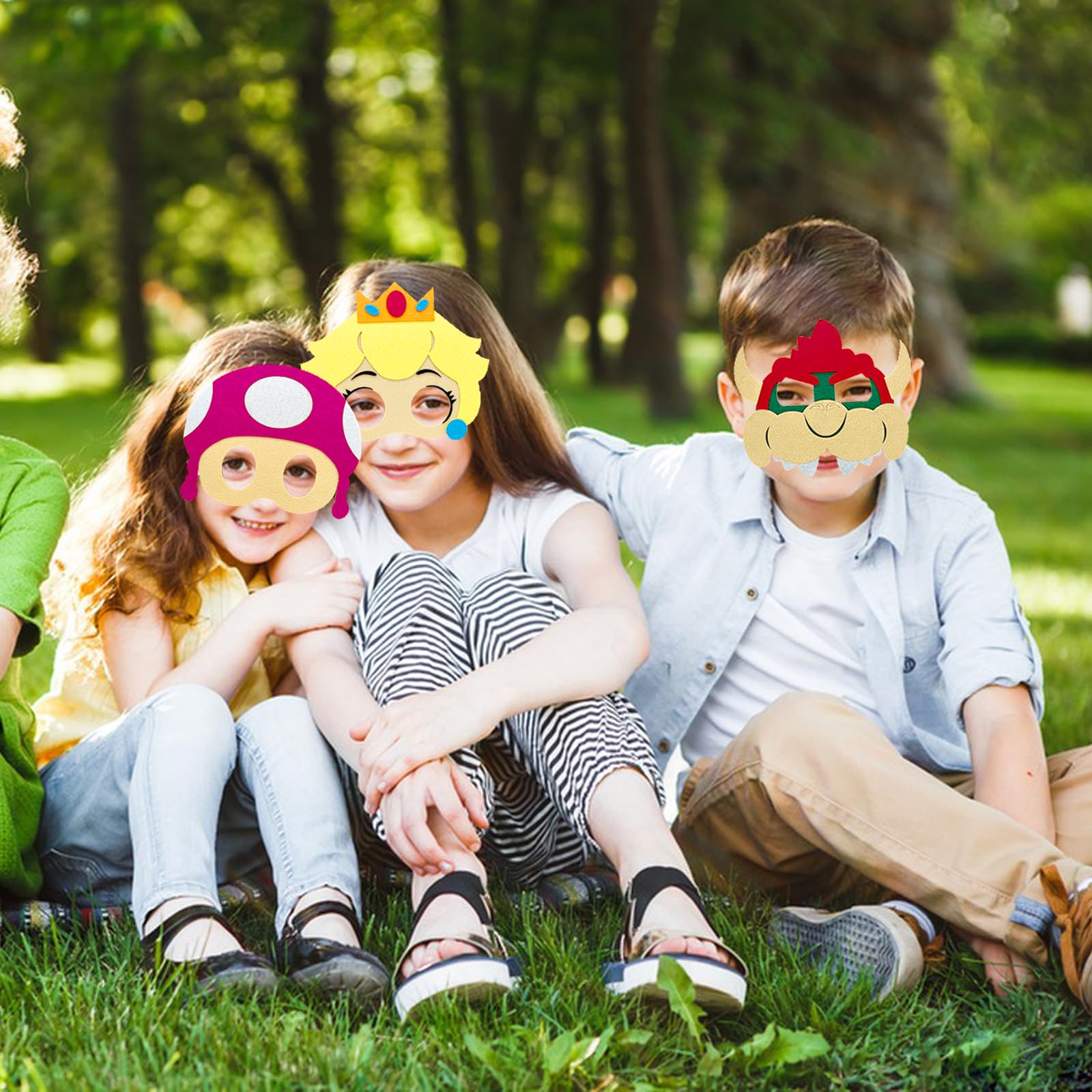 12Pcs Felt Masks for Kids Party Favors & Costume Games - Birthday Theme