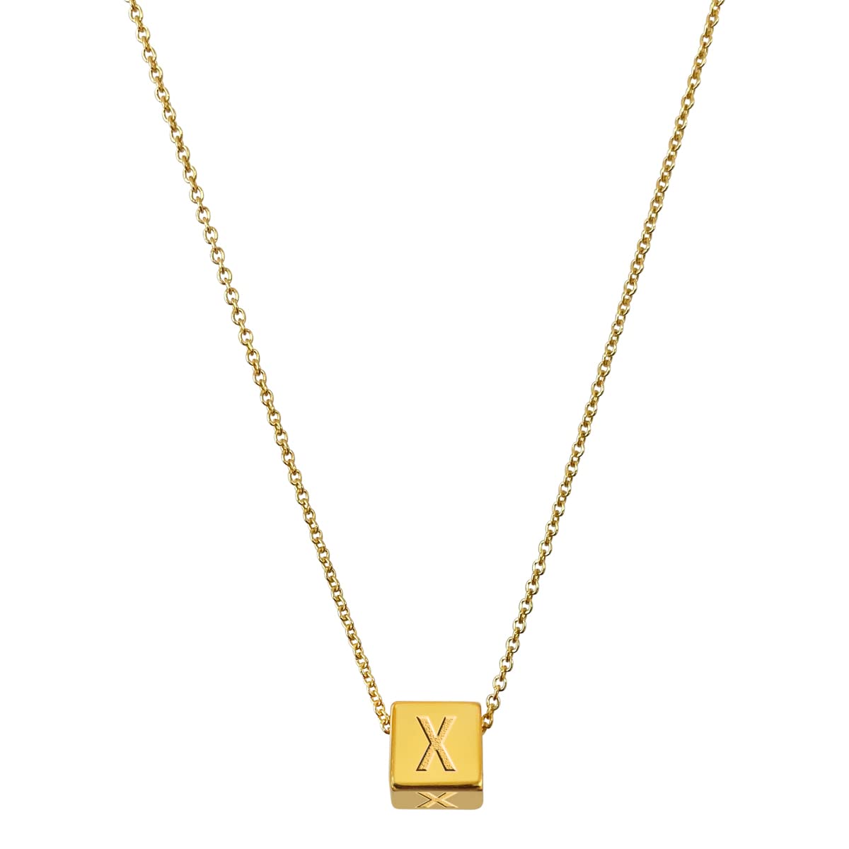 Cube Initial Necklace for Women - 18” Cable Chain Personalized Jewelry | Handmade in USA | Unique Gift for Her | Perfect for Birthdays, Anniversaries & Everyday Wear