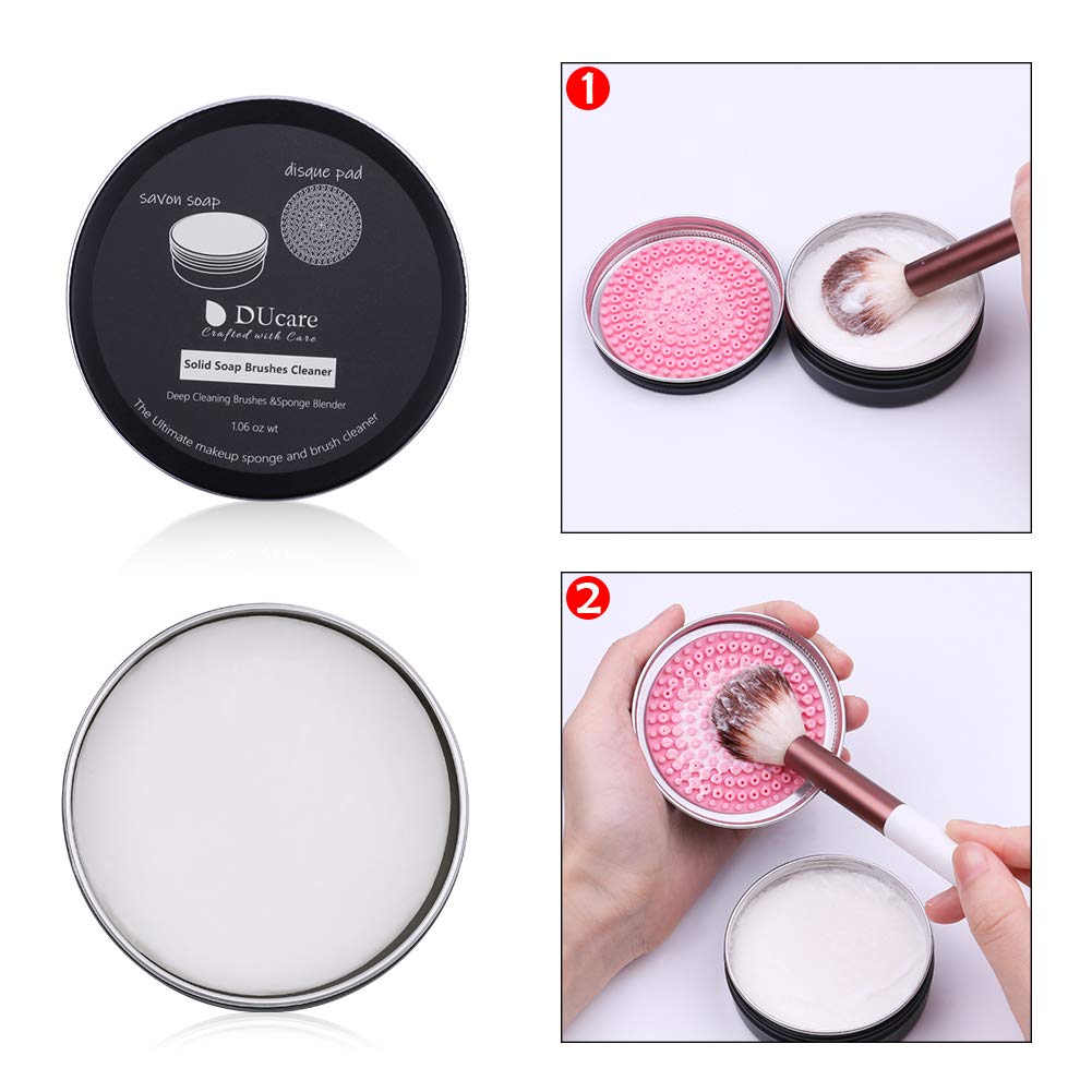DUcare Professional Makeup Brush Set with Solid Cleanser Soap - Vegan & Cruelty-Free Cosmetic Brushes for Foundation, Blending, Contouring - Perfect for Travel & Home Makeup Kits