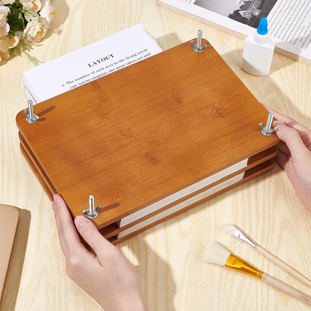 BENECREAT 11.2x7.7 Inch Wooden Book Press - Portable Bookbinding Machine with Iron Nut for DIY Book Repair, Scrapbooking & Journal Making - Perfect for Home, School & Office Craft Projects