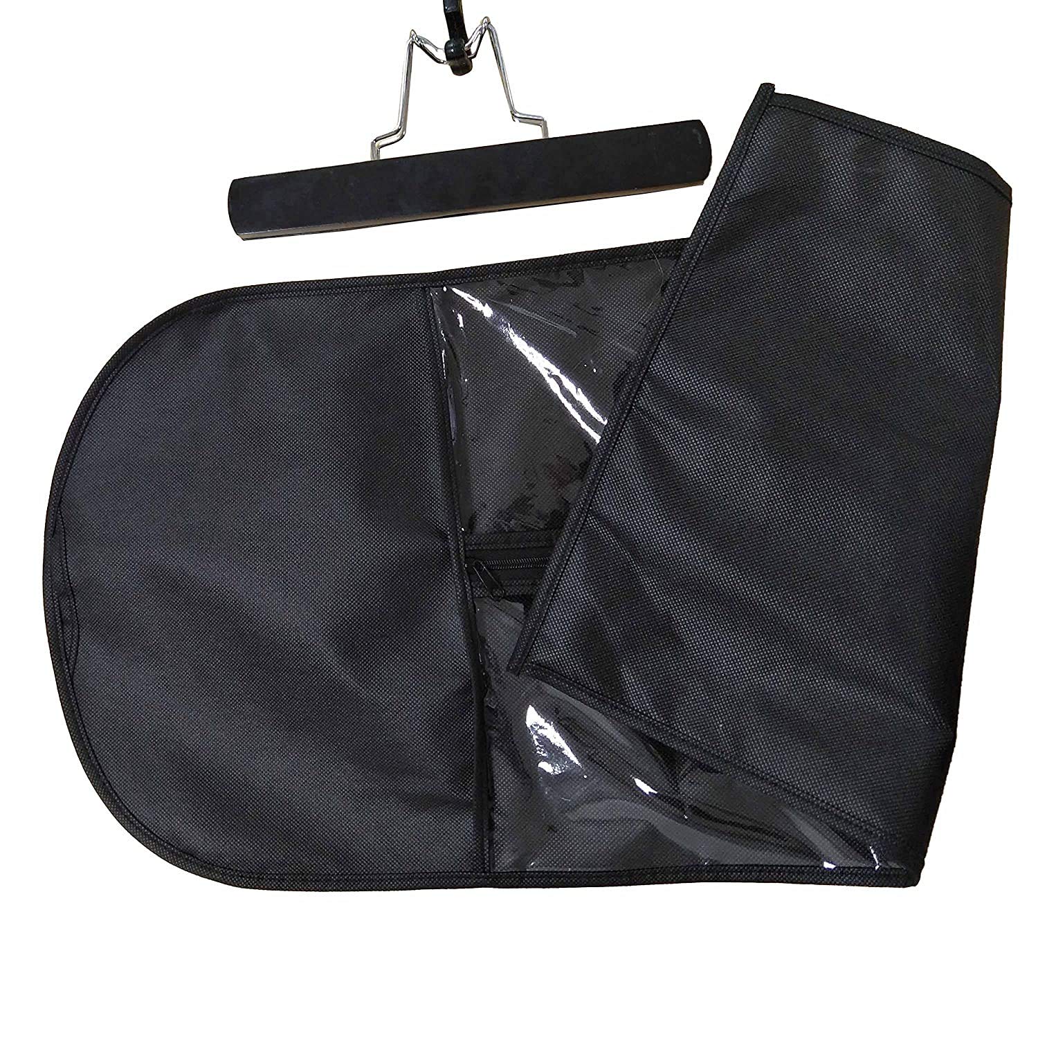 5-Piece Wig Storage Bag Set with 5 Wooden Hangers - Dust-Proof Organizer for Professional Hair Extensions & Wigs (5 Black Bags + 5 Black Hangers) - Perfect for Salon, Travel & Home Wig Care