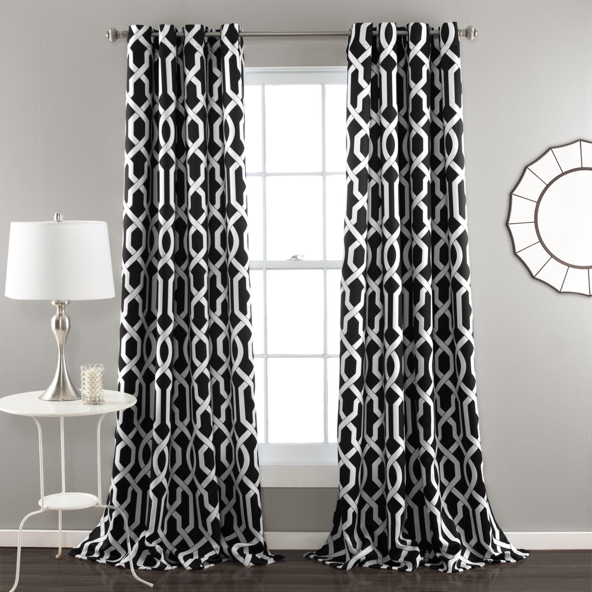 Edward Trellis Light Filtering Window Curtain Panel Set - Elegant Sheer Drapes for Living Room & Bedroom - Perfect for Privacy & Sun Protection