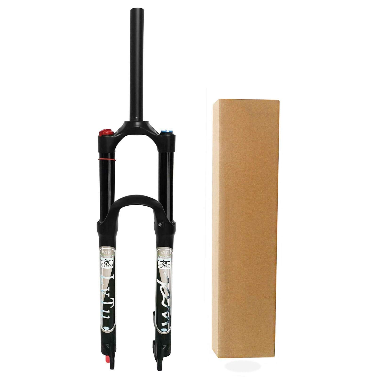 Mountain Bike MTB Air Fork 26 27.5 29 Inch - Rebound Adjustable 130mm Travel Ultralight Bicycle Front Suspension Fork with Disc Brake - Straight Manual Lock Out (26 inch) - Perfect for Trail Riding, Downhill & Cross-Country Cycling
