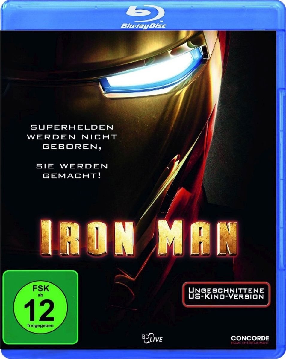 Iron Man Blu-ray Movie - Marvel Superhero Action Film for Home Entertainment & Movie Nights