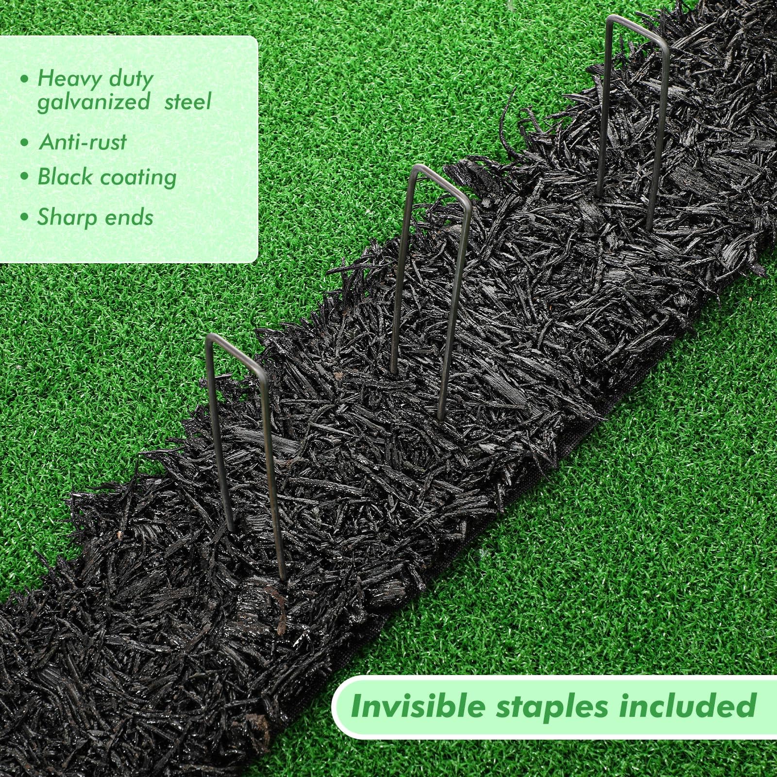 Frienda 4 Roll Recycled Rubber Mulch Mat - Black Permanent Garden Edging Border for Landscaping, Plants, Vegetables & Flowers (140