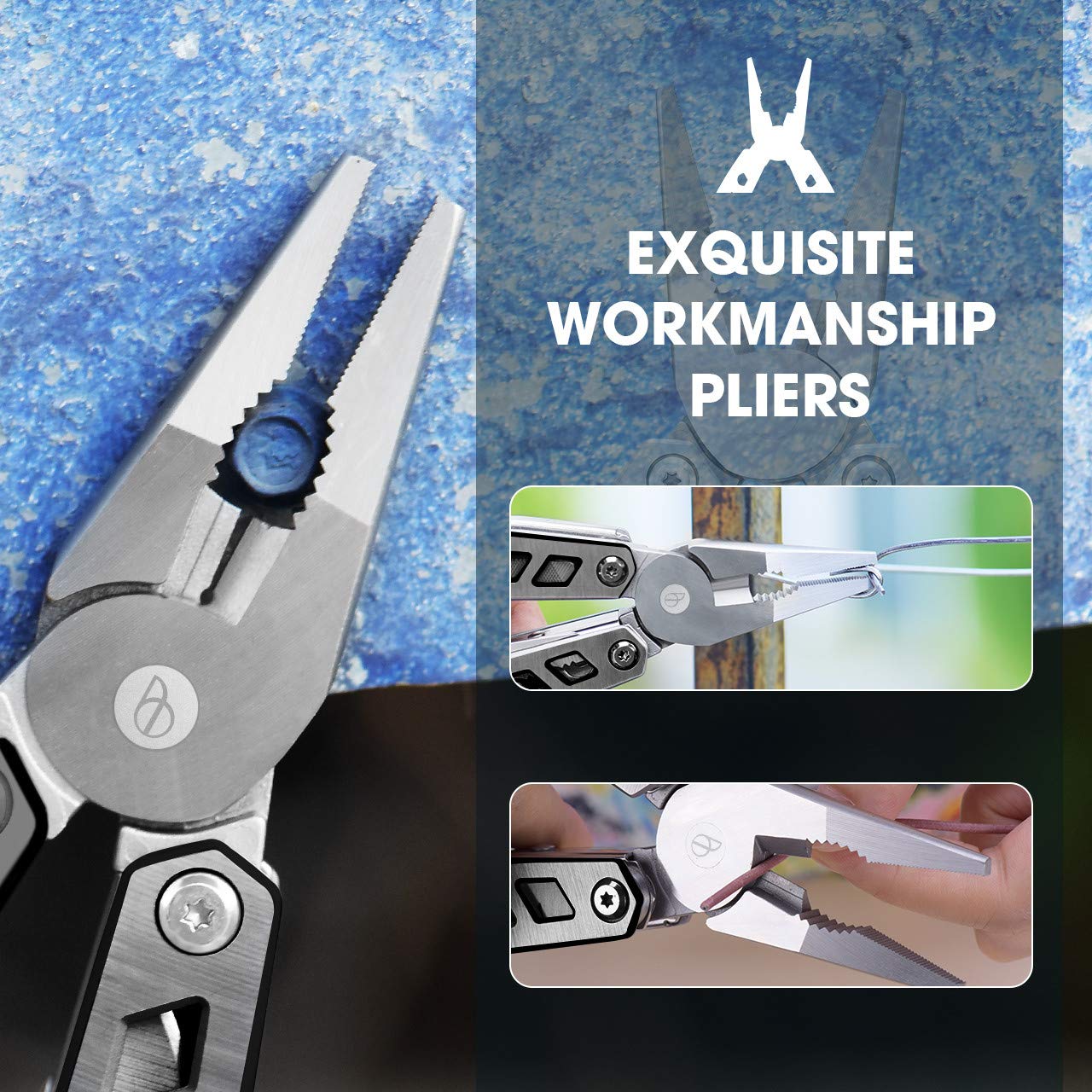 BIBURY 21-in-1 Multitool Pliers - 420 Stainless Steel Multi-Purpose Pocket Knife & Survival Tool Kit for Camping, Hunting, Fishing, Hiking | Perfect Outdoor Gear & Gift for Men | Emergency, DIY Repairs, Adventure Essentials