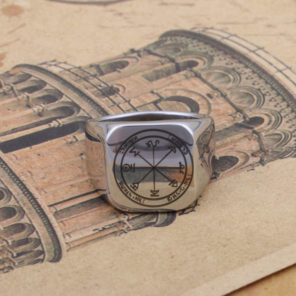 Victory Talisman Ring - First Pentacle of Mars Stainless Steel for Men & Women - Spiritual Protection Jewelry