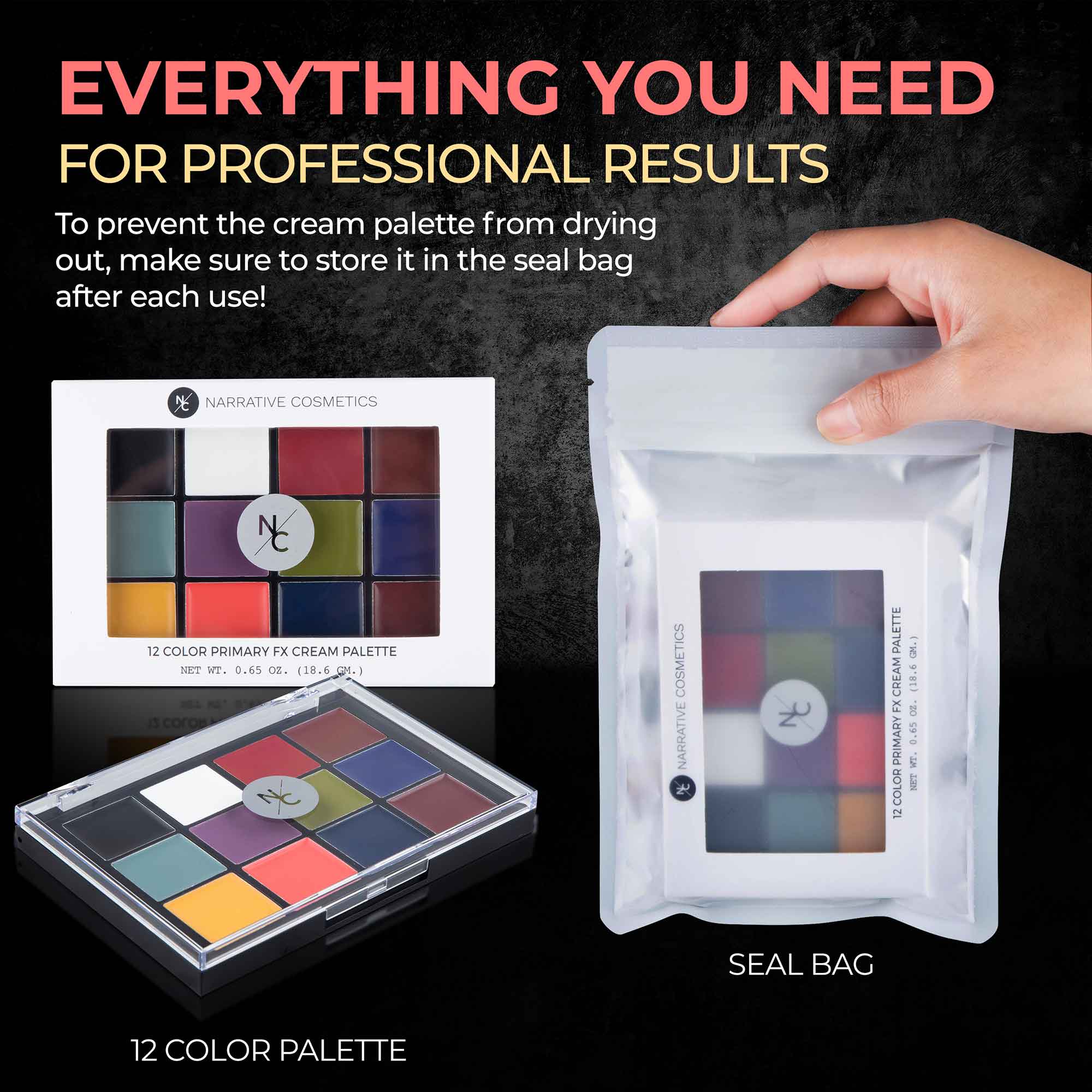 Quick Drying FX Cream Makeup Palette - Professional Special Effects Makeup for Halloween, Cosplay & Theater - Waterproof & Long Lasting