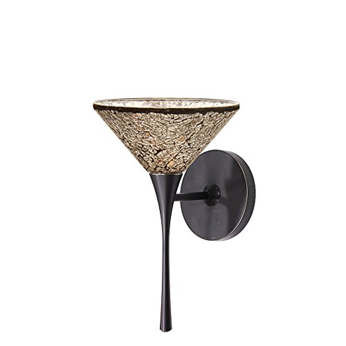 WAC Lighting WS57LED-G559MR/RB Micha LED Torch Wall Sconce with Glass Shade - Mirror/Rubbed Bronze Finish - Indoor/Outdoor Wall Light for Patio, Porch, Entryway & Hallway Lighting