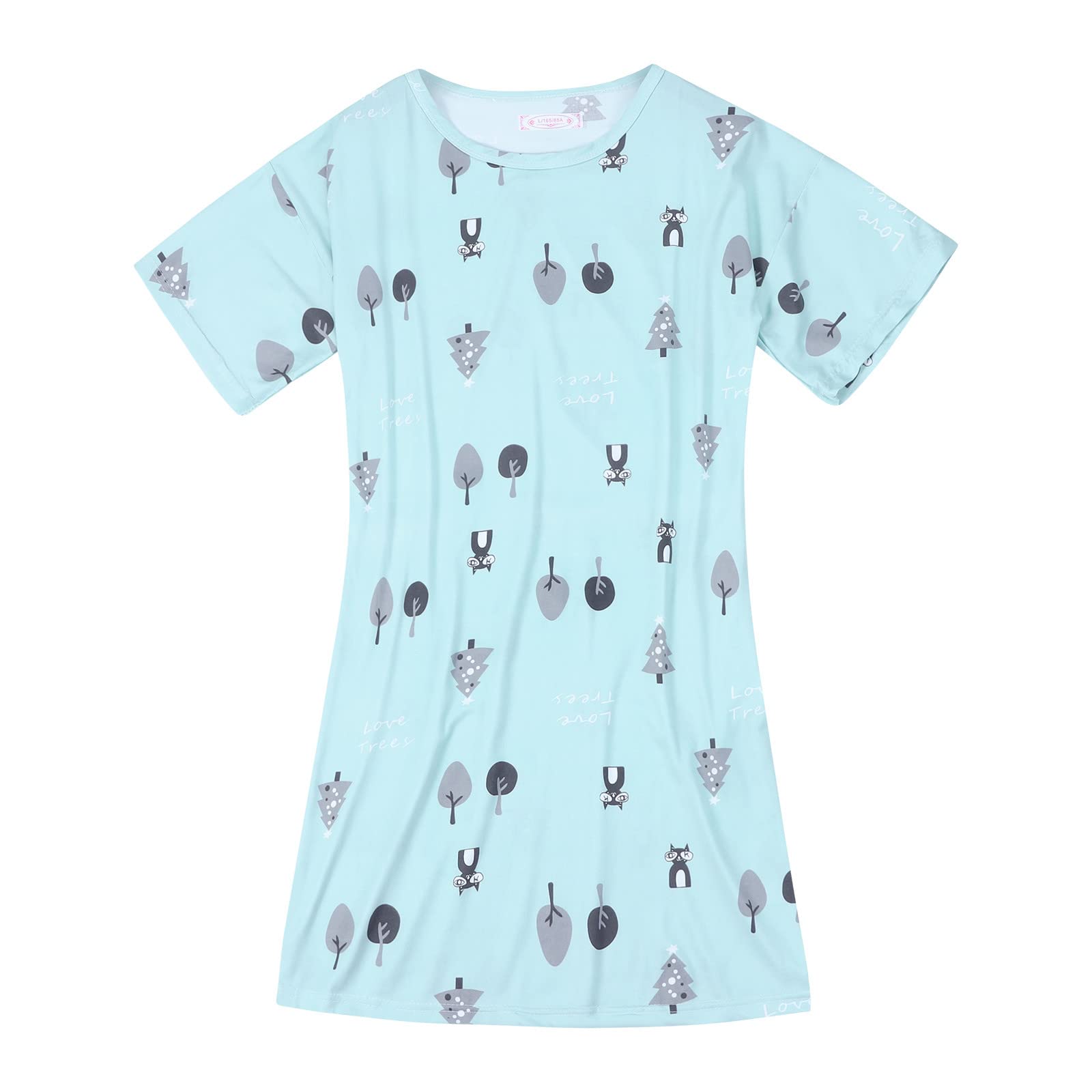 Silk Pajama Set for Women - Short Sleeve Printed Nightdress & Lounge Shirt - Soft Milk Silk Sleepwear for Home, Travel & Relaxation