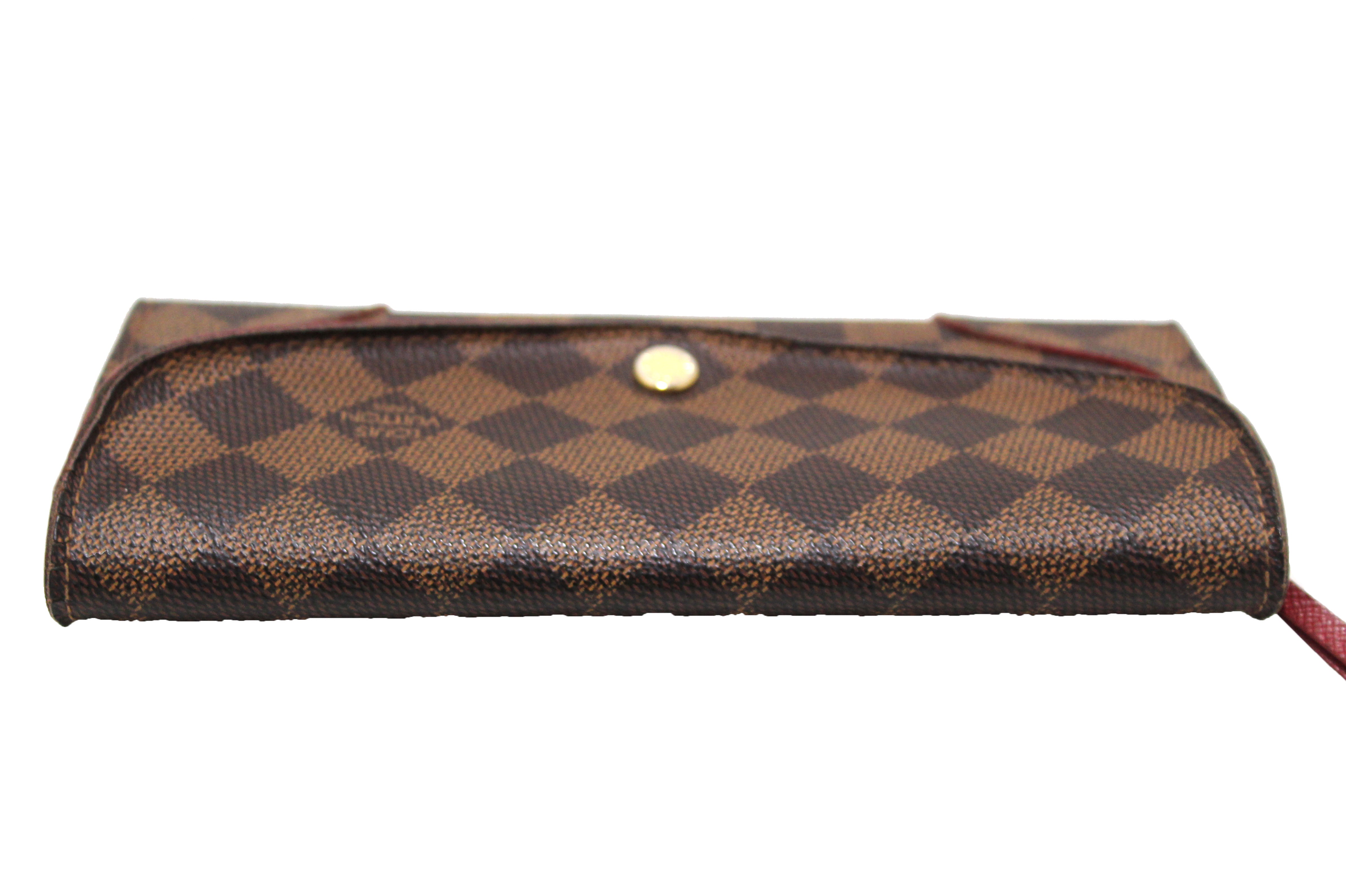 Authentic Louis Vuitton Damier Ebene Red Caissa Wallet for Women - Luxury Designer Bifold Credit Card Holder - Perfect for Everyday Use, Travel & Gifts
