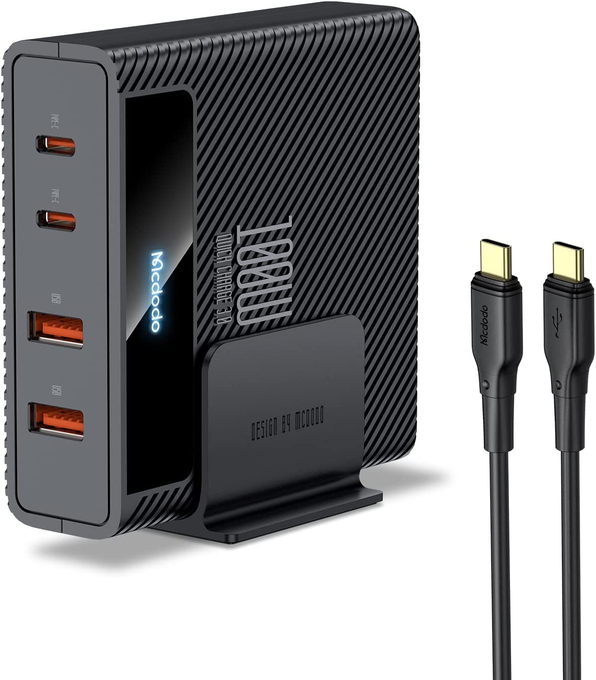 McDodo 100W GaN USB C Fast Charger with 4-Ports, PD 3.0 Wall Charging Station for iPhone 15/14/13 Pro, Samsung Galaxy, MacBook Pro/Air, iPad, Laptops & AirPods - Perfect for Home, Office & Travel Charging Multiple Devices Simultaneously