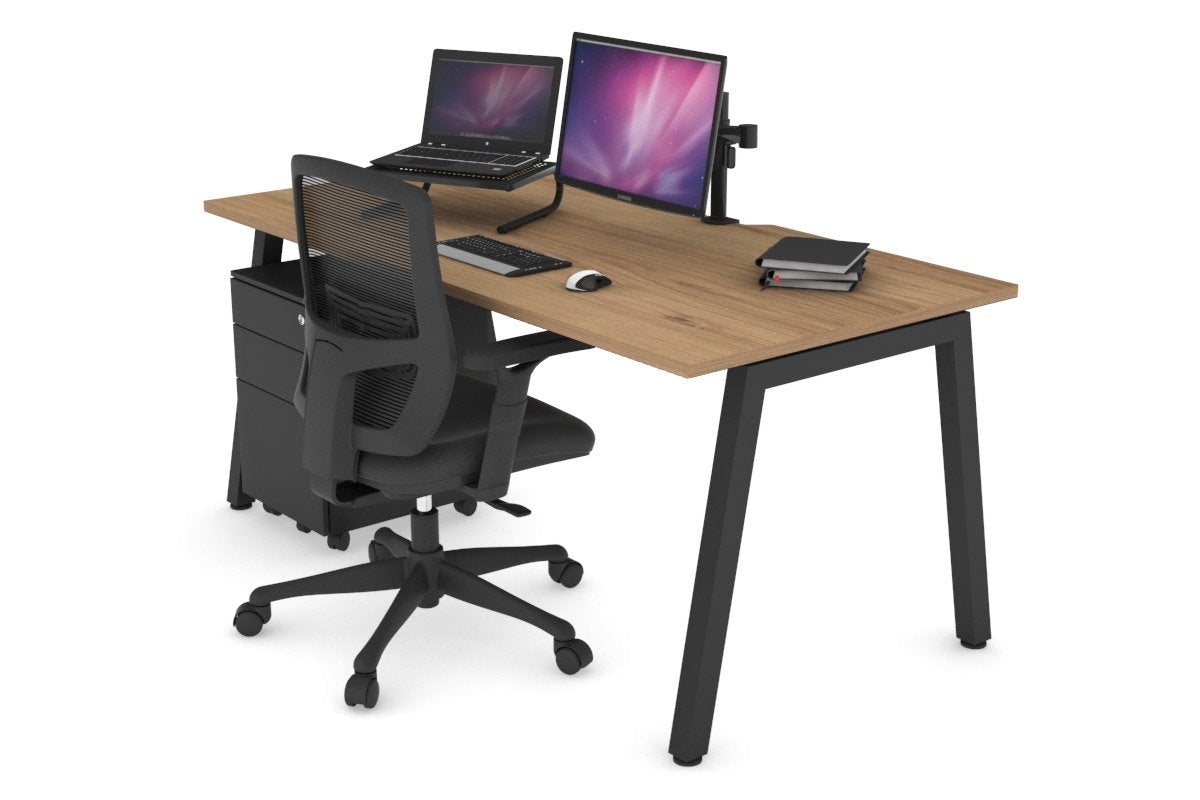 Premium Quadro A Legs Office Desk - 1400L x 800W with Cable Management Scallop | Modern Workstation for Home Office, Study & Conference Room