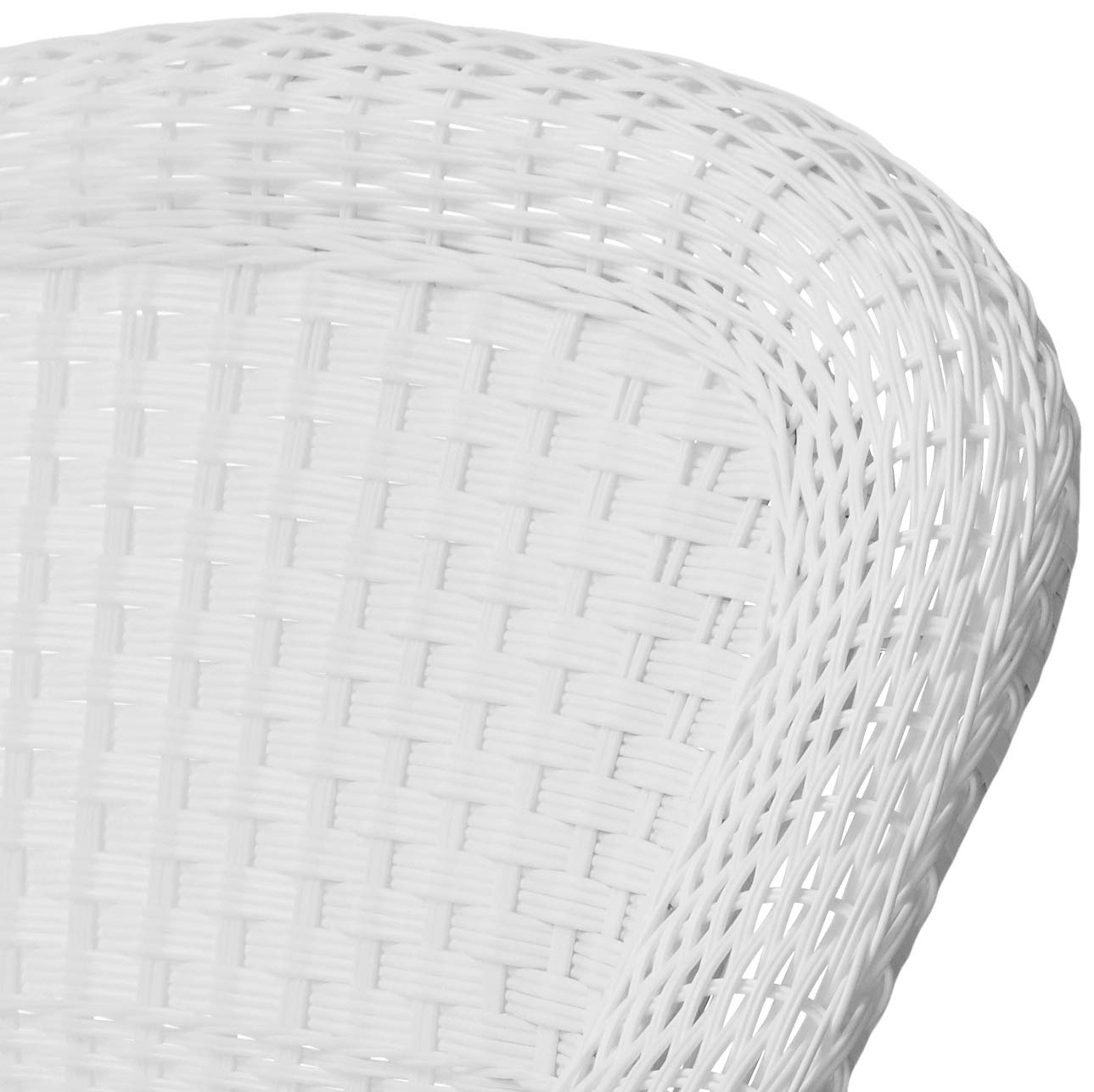 Jeco 3-Piece Wicker Patio Furniture Set - White Rattan Chair & Side Table for Outdoor Garden, Porch or Poolside Relaxation