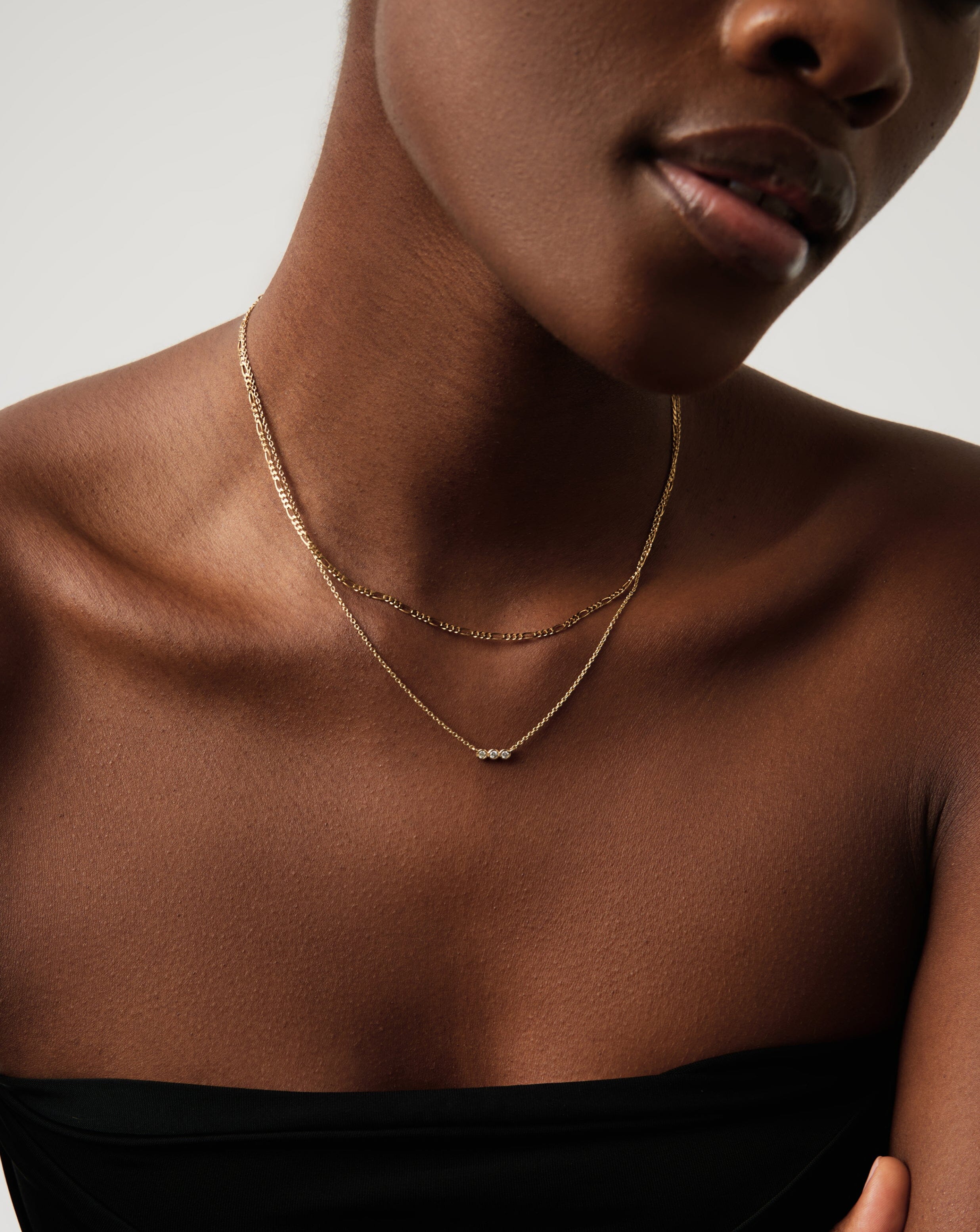Exquisite Diamond Solitaire Trio Necklace - 14K Gold Pendant for Women, Elegant Layered Necklace for Anniversary, Wedding & Special Occasions