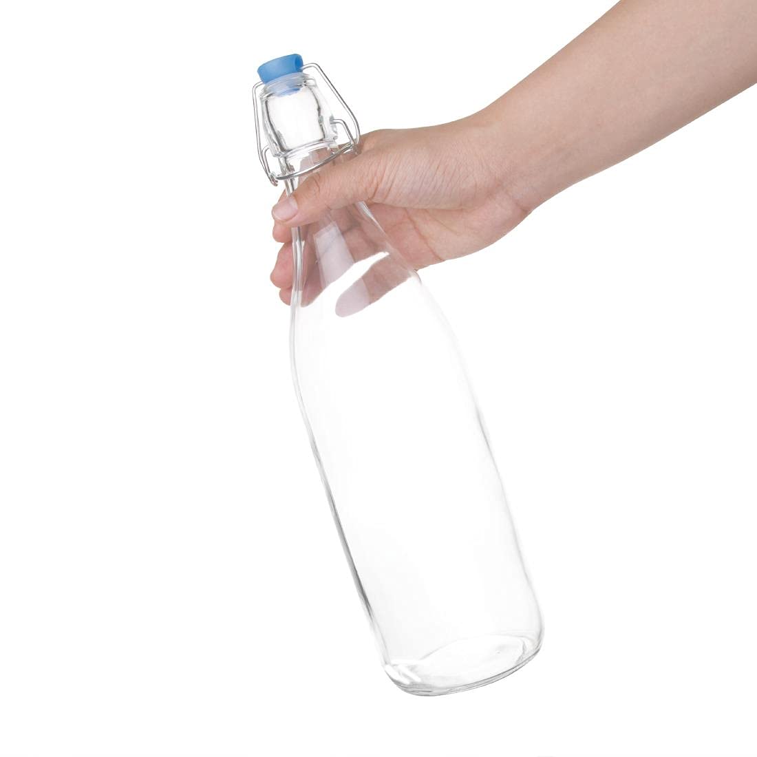 Premium 1.2L Glass Water Bottles with Swing Top Lids - BPA Free, Leak Proof - Set of 6 for Home, Office, Gym & Outdoor Activities