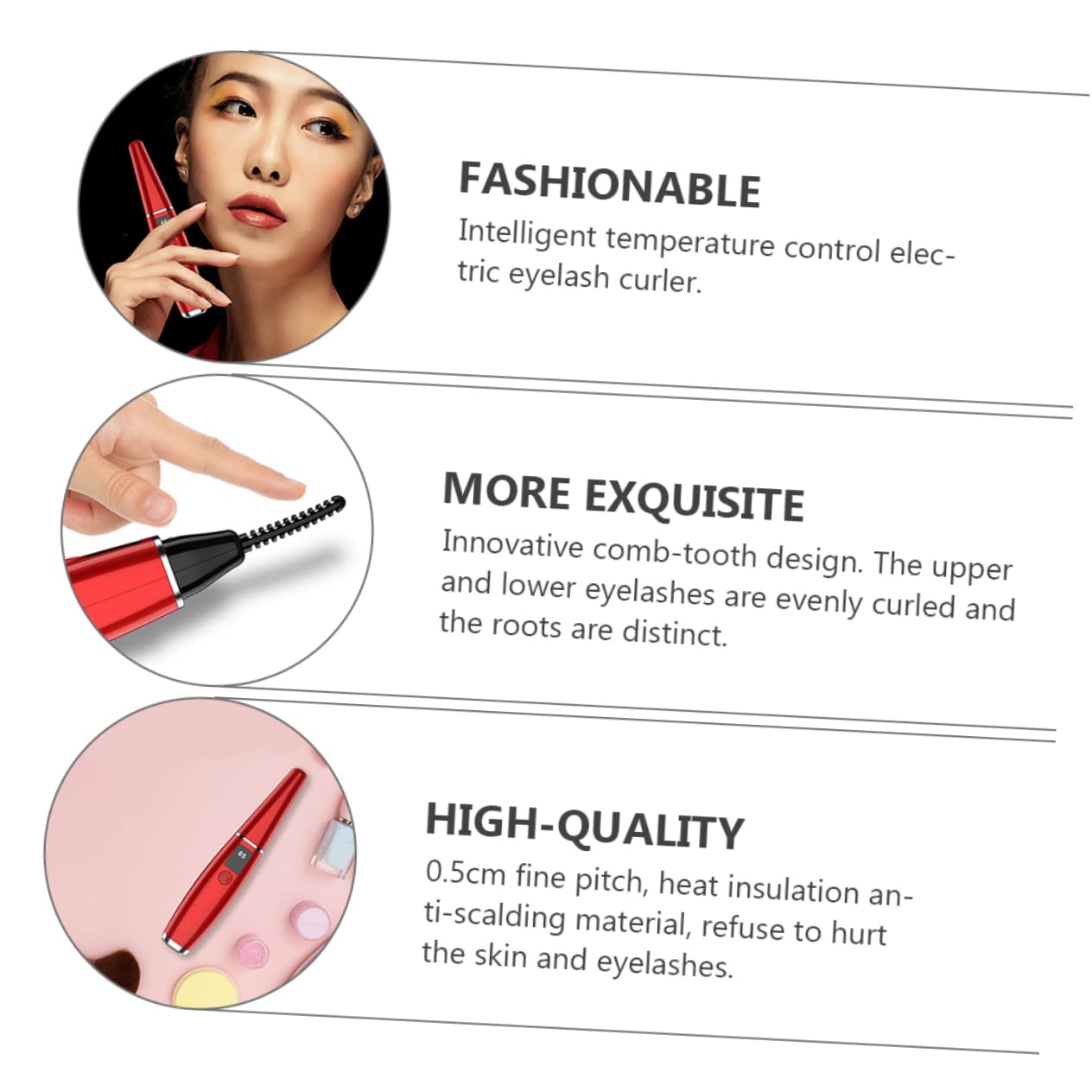 BIUDECO Professional Fast Heating Electric Eyelash Curler - 10 Second Quick Heat, Rechargeable & Compact for Travel - Perfect for Home, Salon, and On-the-Go Makeup Styling