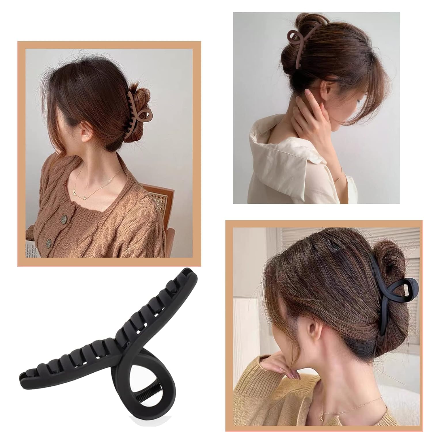 KENDRICK Hair Claw Clips for Women - Strong Hold Matte Hair Clips for Thick Hair, Fashion Hair Accessories for Girls & Women (3-Pack, Large Size) - Perfect for Work, Gym, and Everyday Hairstyling