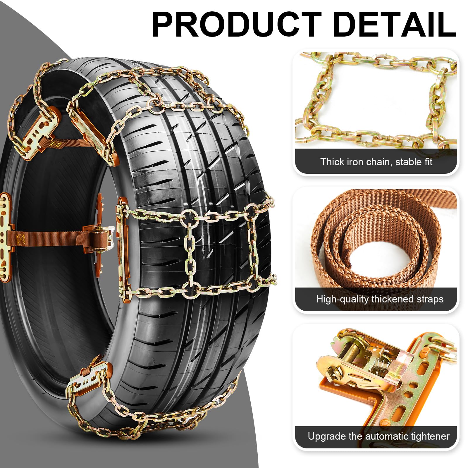 20 Pack Heavy Duty Snow Chains for SUV & Truck Tires (215-285mm) - Quick Fit Easy Installation, Thickened Anti-Skid Winter Tire Chains for Snowy & Icy Roads - Perfect for Mountain Driving, Winter Commuting, and Off-Road Adventures