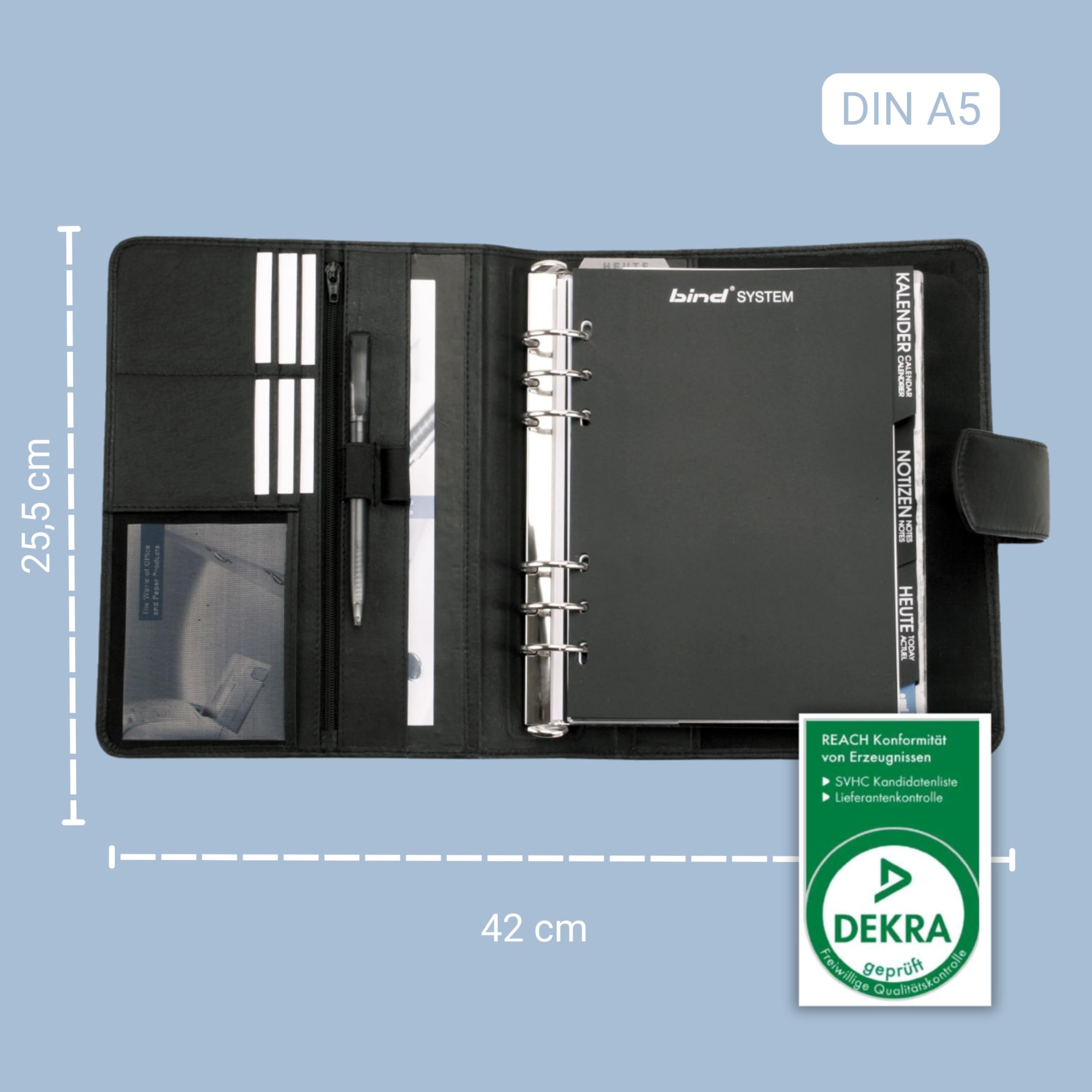 Bind – T 5-1 A5 Nappa Leather Personal Organiser with Magnetic Closure – Black – Perfect for Office & Daily Planning