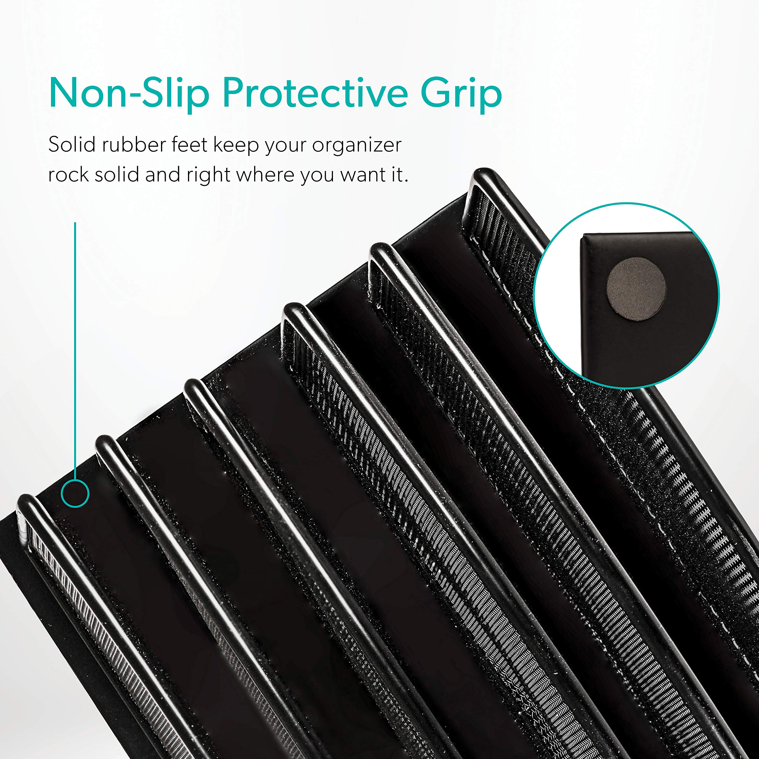Mindspace Inclined File Rack - 5-Section Mesh Desk Organizer for Office Documents | Black Desktop File Holder | Perfect for Home Office, Workspace & School Organization