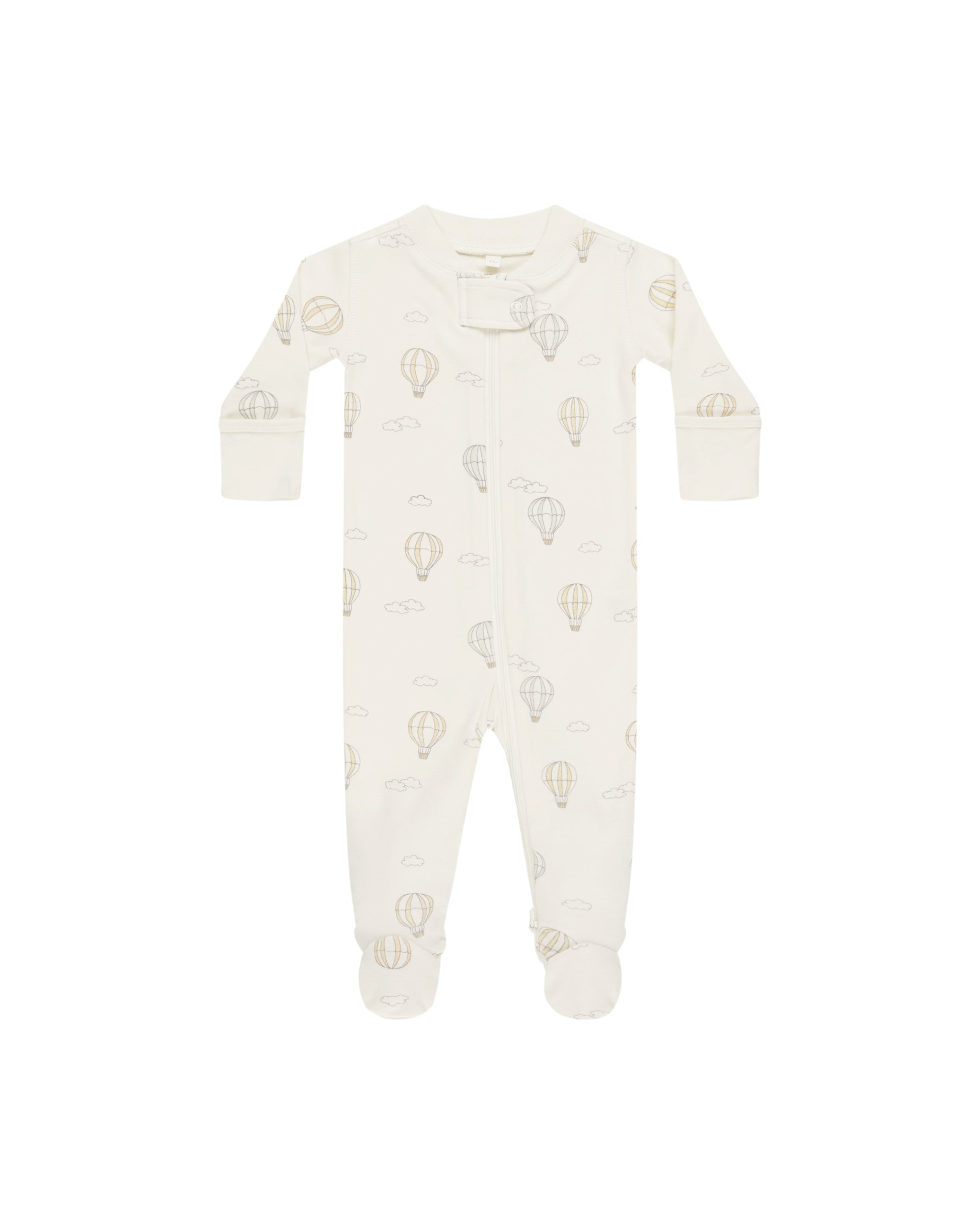 Quincy Mae Baby Zip-Up Long Sleeve Footie Pajamas with Cute Hot Air Balloon Print - Soft & Cozy Sleepwear for Infants & Toddlers (Perfect for Bedtime, Nursery, and Playtime)