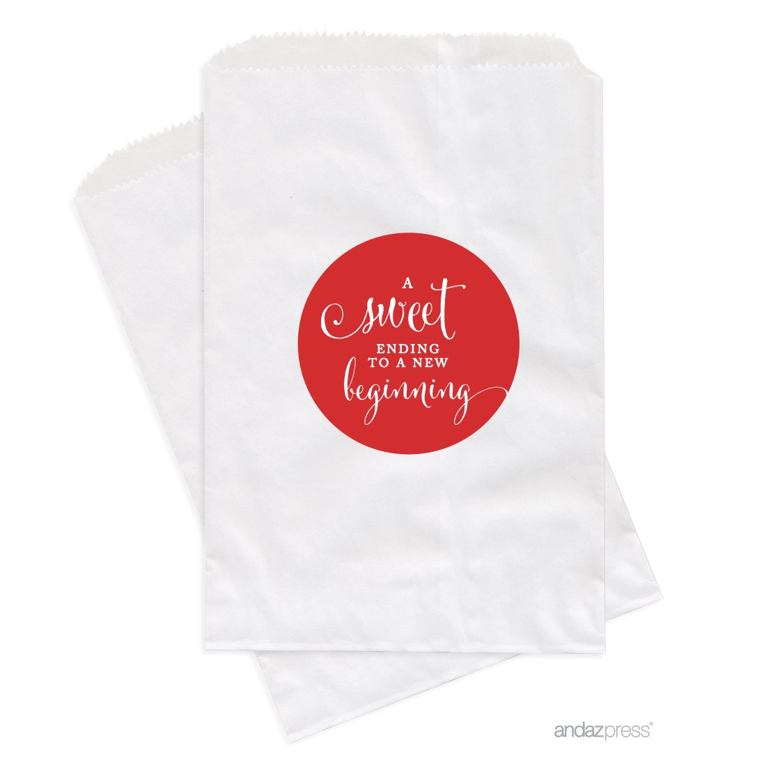 Andaz Press 24-Pack Red Dessert Table Party Favor Bags for Weddings, Baby Showers & Graduations | Sweet Ending Candy Buffet Treat Bags | Perfect for Celebrations, Birthday Parties & Special Events