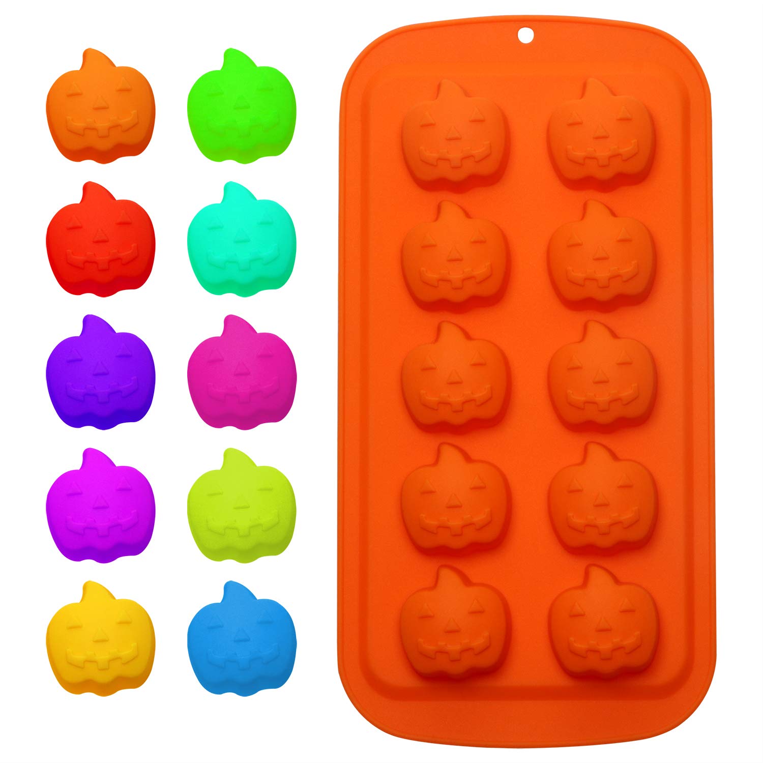 ONLYKXY 1-Piece Orange Pumpkin Silicone Mold for Baking - Halloween Cake, Ice Cream, Chocolate, Jello & Soap Molds - Reusable Silicone Baking Shapes for DIY Desserts, Candles & Party Decorations