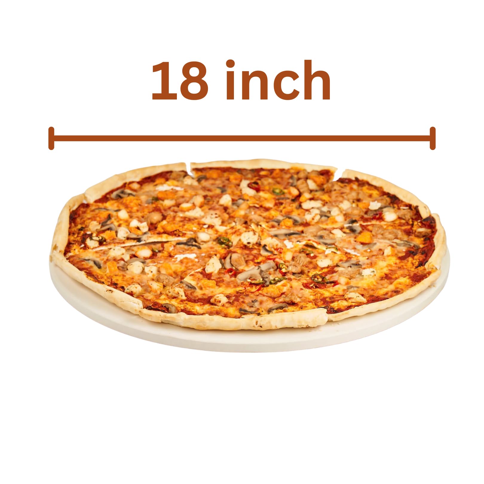 18 Inch Round Pizza Stone for Oven - Durable Ceramic Baking Stone Heat Resistant to 1472°F - Perfect for Homemade Pizza, Bread, Cookies & Baking - Ideal for Wood Fire Ovens, Gas & Electric Stoves