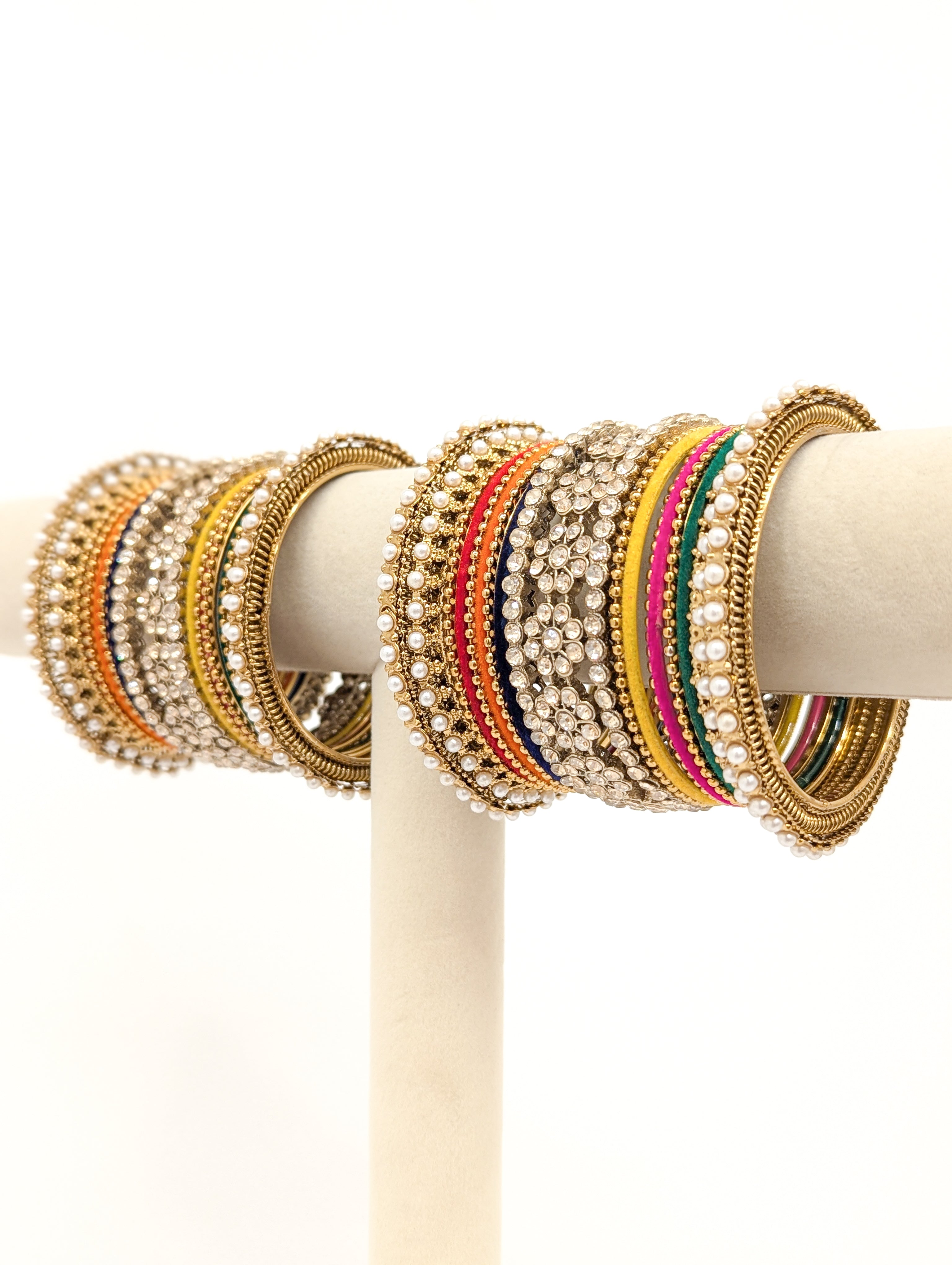 Divya Stones Bangles - 2 Hand Set of Stylish Beaded Bracelets for Women | Boho Fashion Accessories for Casual & Party Wear